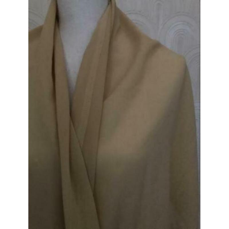 Polyester sjaal - beige met geborduurde rand - 60x226 cm