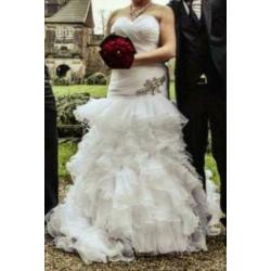 Mooie witte mermaid trouwjurk maat M/L