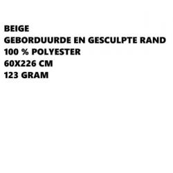 Polyester sjaal - beige met geborduurde rand - 60x226 cm