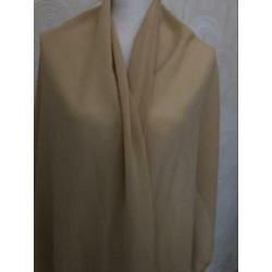 Polyester sjaal - beige met geborduurde rand - 60x226 cm