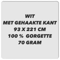 Sjaal - wit gorgette met kant - 93x221 cm