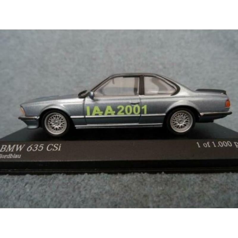 BMW E24 635 CSi blauw IAA 2001 Minichamps 1:43 ZELDZAAM