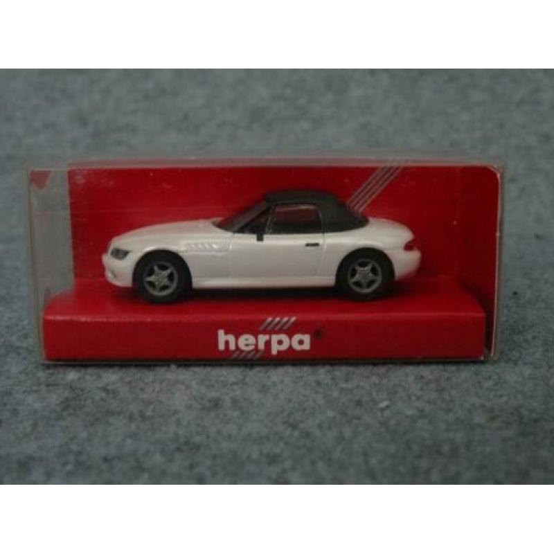 BMW E36 Z3 roadster + losse soft top wit metallic Herpa 1:87