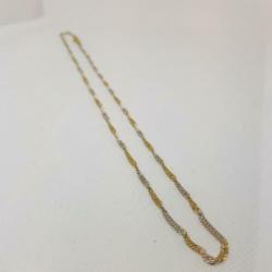14 karaats bi-color wokkelketting witgoud en geelgoud