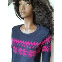 Superdry gebreide trui roze blauw mt S