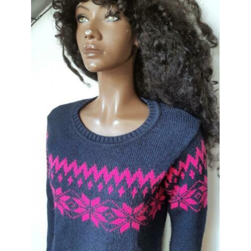 Superdry gebreide trui roze blauw mt S
