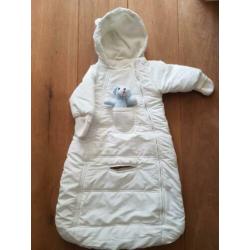 Slaapzak/skipak wit,mt 62/68 voor kinderwagen of maxi cosi