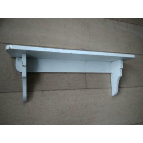 Brocante landelijk houten schap rek sleets wit *Etage3*