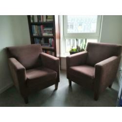 Fauteuils: set van 2, bruin, stof