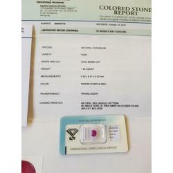 Ovaal geslepen Robijn 1.64 ct. €200,-.