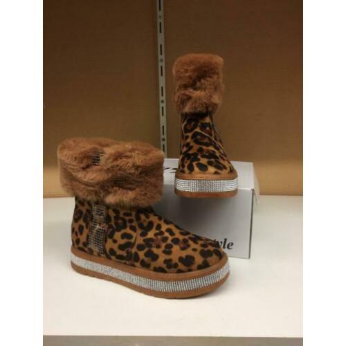 Gevoerde panterprint boots met strass maat 37-38-39-40 nieuw