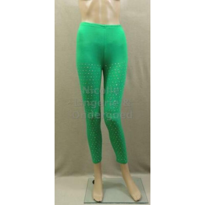 Trendy groene legging met studs One Size (325)