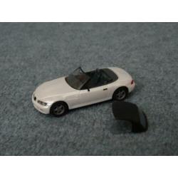 BMW E36 Z3 roadster + losse soft top wit metallic Herpa 1:87