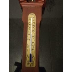 Vintage houten barometer, hygrometer en thermometer