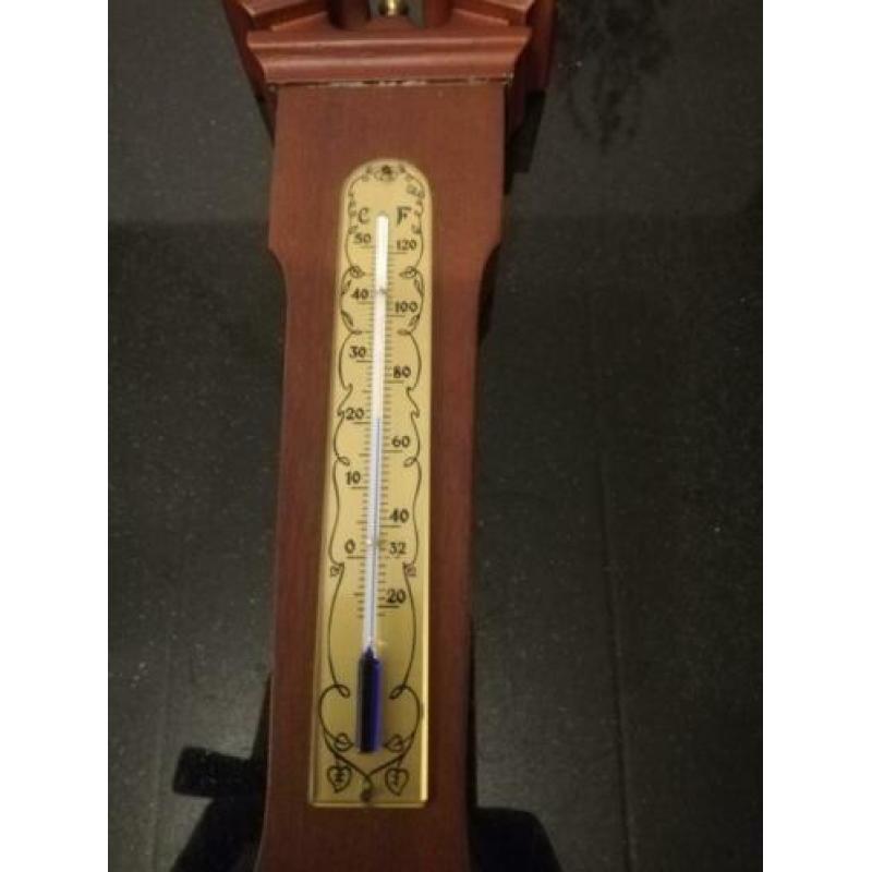 Vintage houten barometer, hygrometer en thermometer