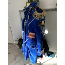 Carnavals jas oeteldonk blauw fluwele mantel S nu maar 100,-