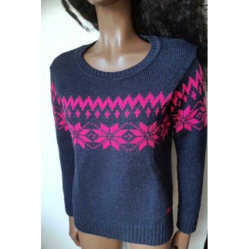 Superdry gebreide trui roze blauw mt S