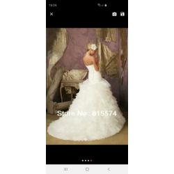 Mooie witte mermaid trouwjurk maat M/L
