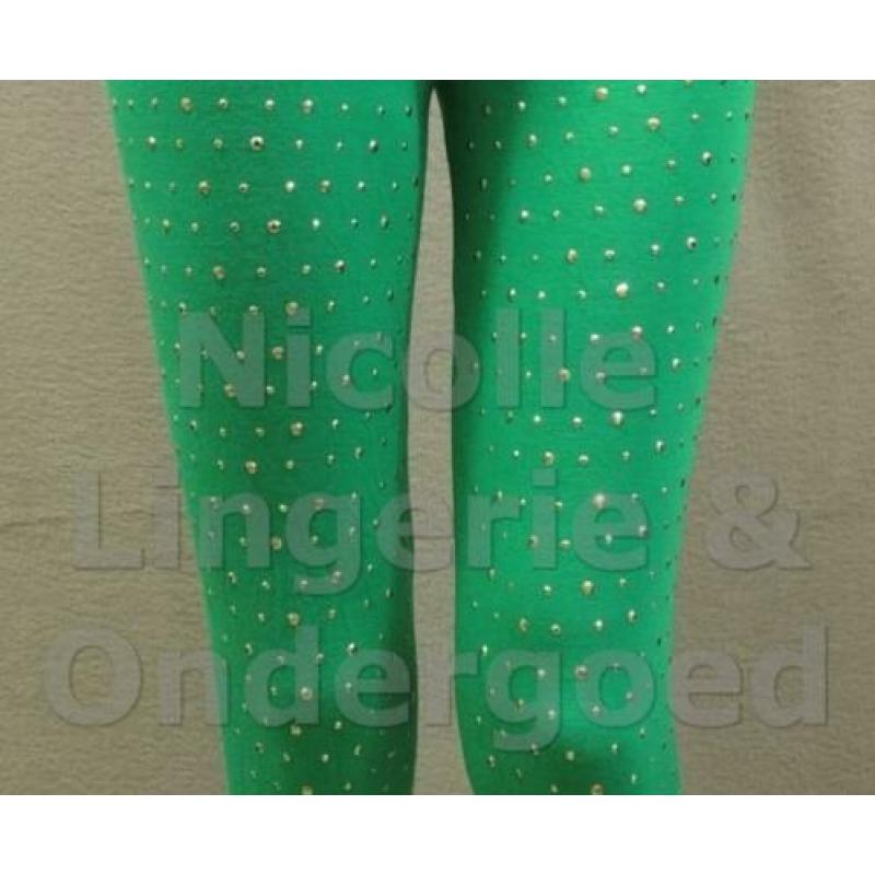 Trendy groene legging met studs One Size (325)