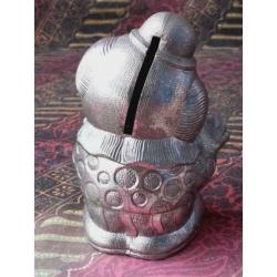 Oude Engelse vintage silverplate spaarpot als clown 9,3 cm.