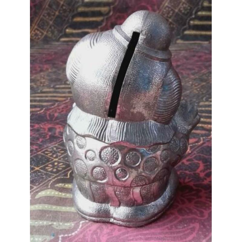 Oude Engelse vintage silverplate spaarpot als clown 9,3 cm.