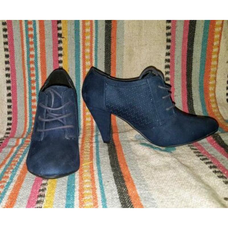 Blue suede shoes marine blauwe pumps maat 36
