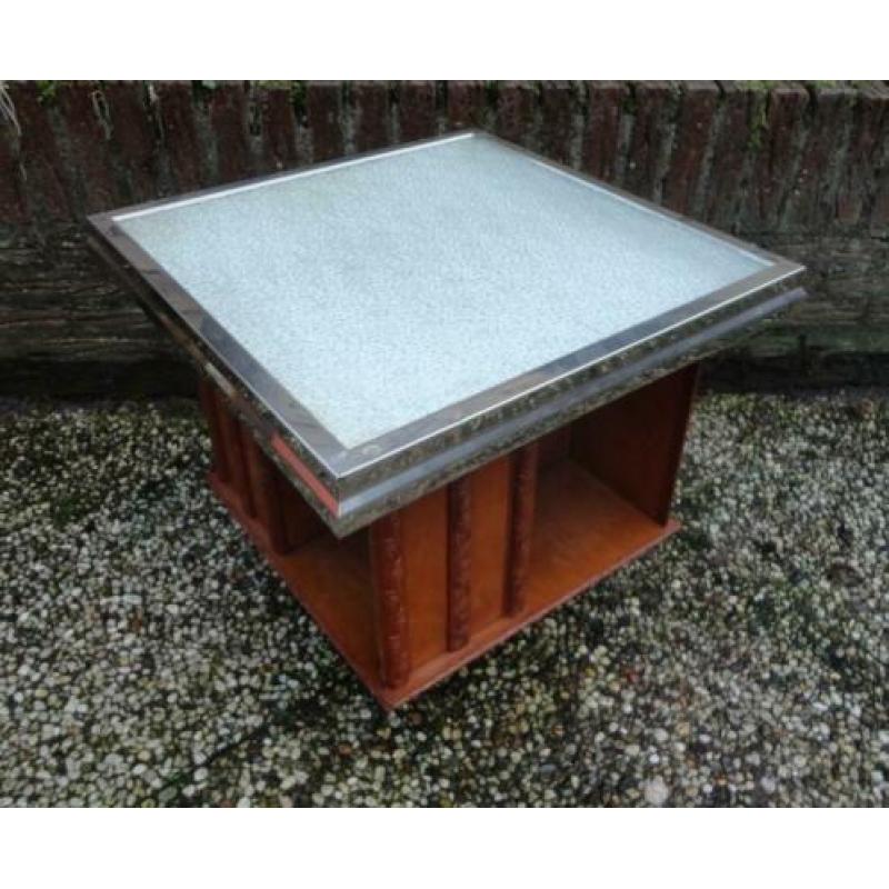 Retro Vintage tafel bijzet tafel bubbleglas chroom 60ties