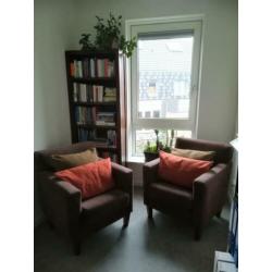 Fauteuils: set van 2, bruin, stof