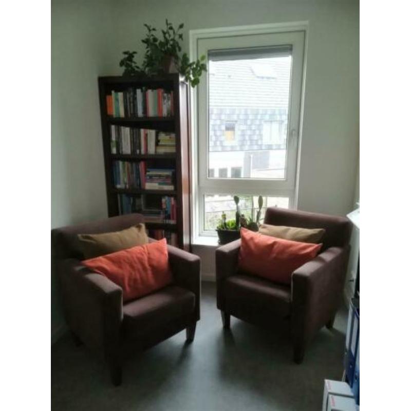 Fauteuils: set van 2, bruin, stof