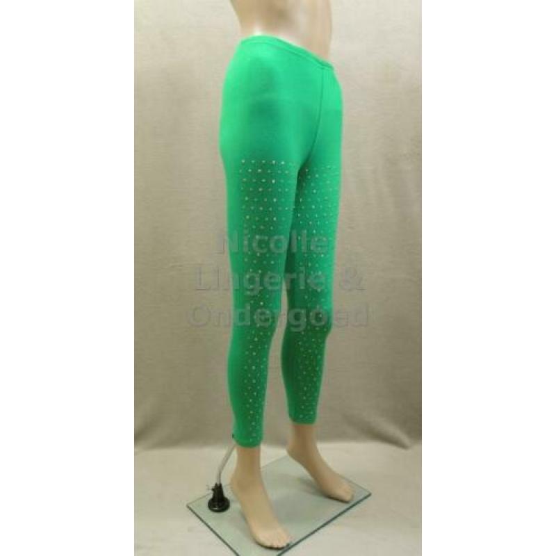 Trendy groene legging met studs One Size (325)
