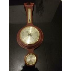 Vintage houten barometer, hygrometer en thermometer