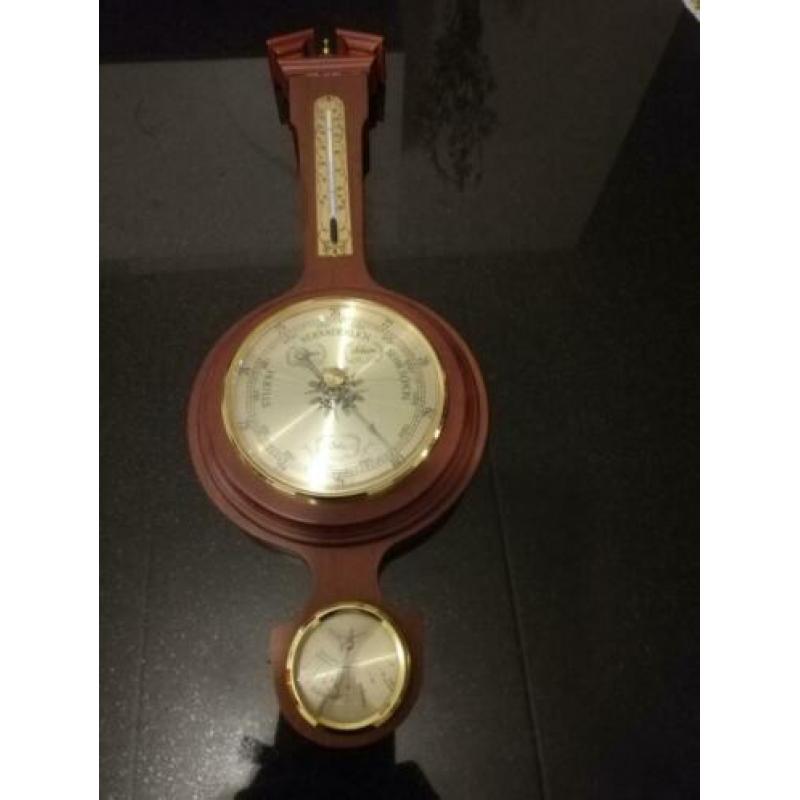 Vintage houten barometer, hygrometer en thermometer