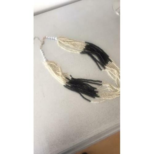 Vintage ketting 10 strengen kraaltjes