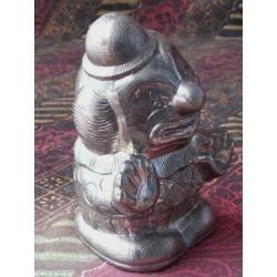 Oude Engelse vintage silverplate spaarpot als clown 9,3 cm.