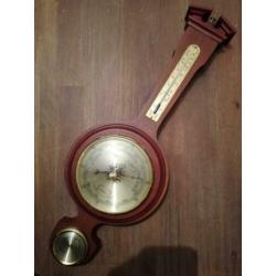 Vintage houten barometer, hygrometer en thermometer