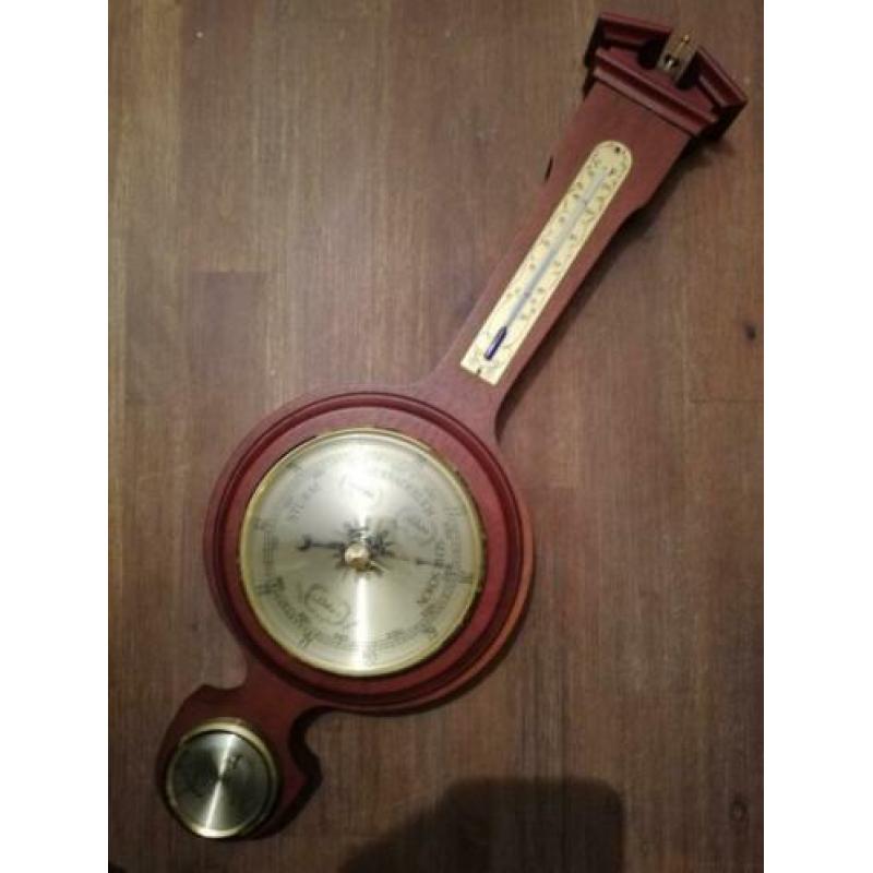 Vintage houten barometer, hygrometer en thermometer