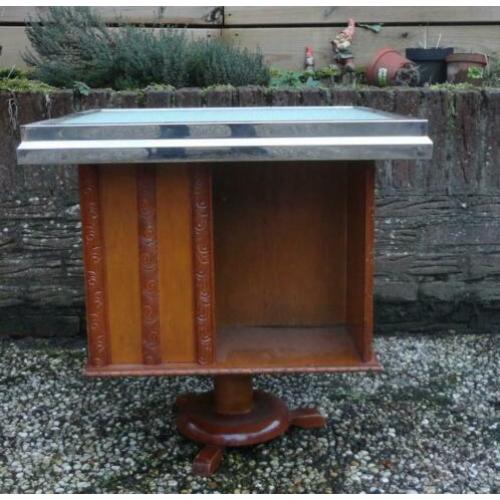 Retro Vintage tafel bijzet tafel bubbleglas chroom 60ties