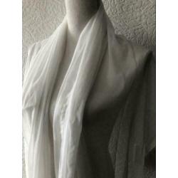 Sjaal - wit gorgette met kant - 93x221 cm
