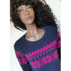 Superdry gebreide trui roze blauw mt S
