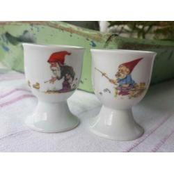 Eierdopjes Royal Schwabap porcelain original en schaaltjes