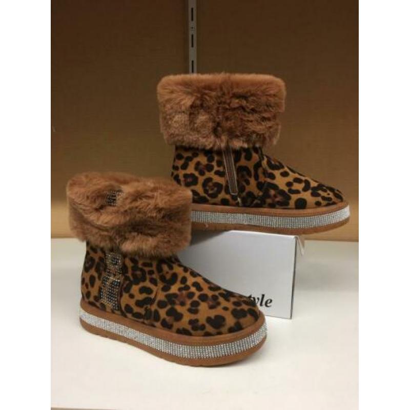 Gevoerde panterprint boots met strass maat 37-38-39-40 nieuw