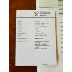Ovaal geslepen Robijn 1.64 ct. €200,-.