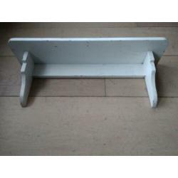 Brocante landelijk houten schap rek sleets wit *Etage3*