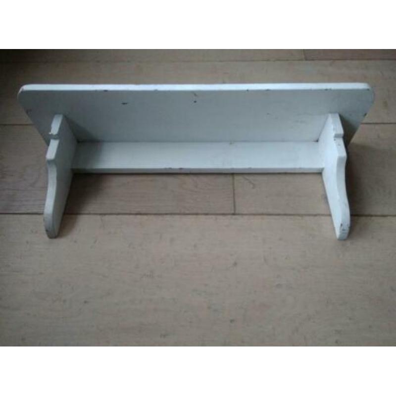 Brocante landelijk houten schap rek sleets wit *Etage3*