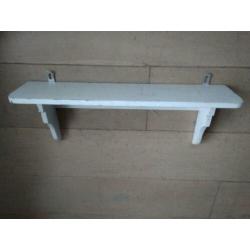 Brocante landelijk houten schap rek sleets wit *Etage3*