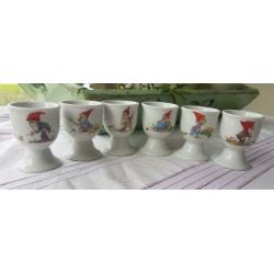 Eierdopjes Royal Schwabap porcelain original en schaaltjes