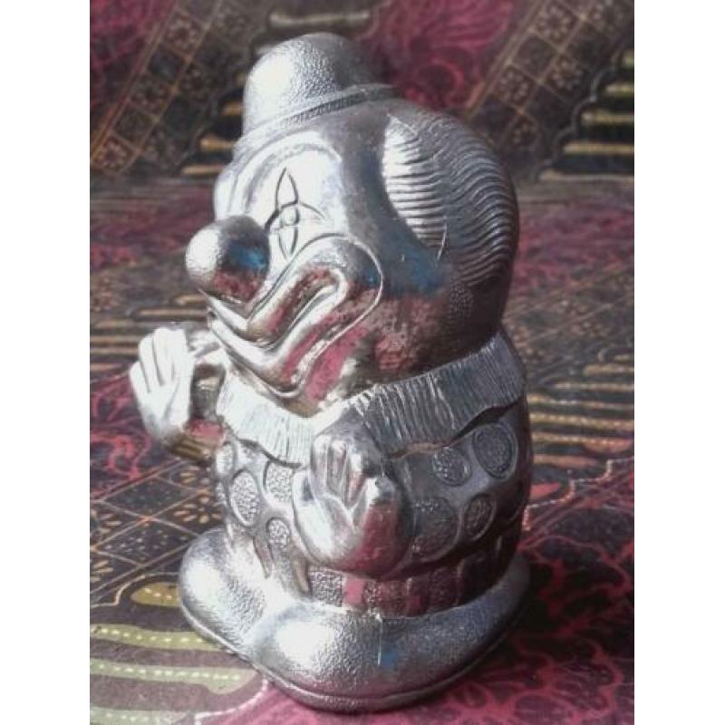 Oude Engelse vintage silverplate spaarpot als clown 9,3 cm.