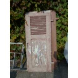 Brocant oud houten Louvre luik / Oud roze / 119 x 48 cm..