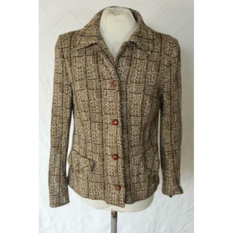 Gaaf bruin jaren '70 jasje.Mt S.50% wol.15% angora.Glaser
