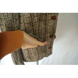 Gaaf bruin jaren '70 jasje.Mt S.50% wol.15% angora.Glaser